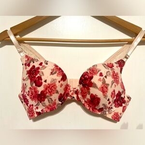 NWOT Marilyn Monroe Pink Floral silky Adjustable Strap Bra Size - 34B